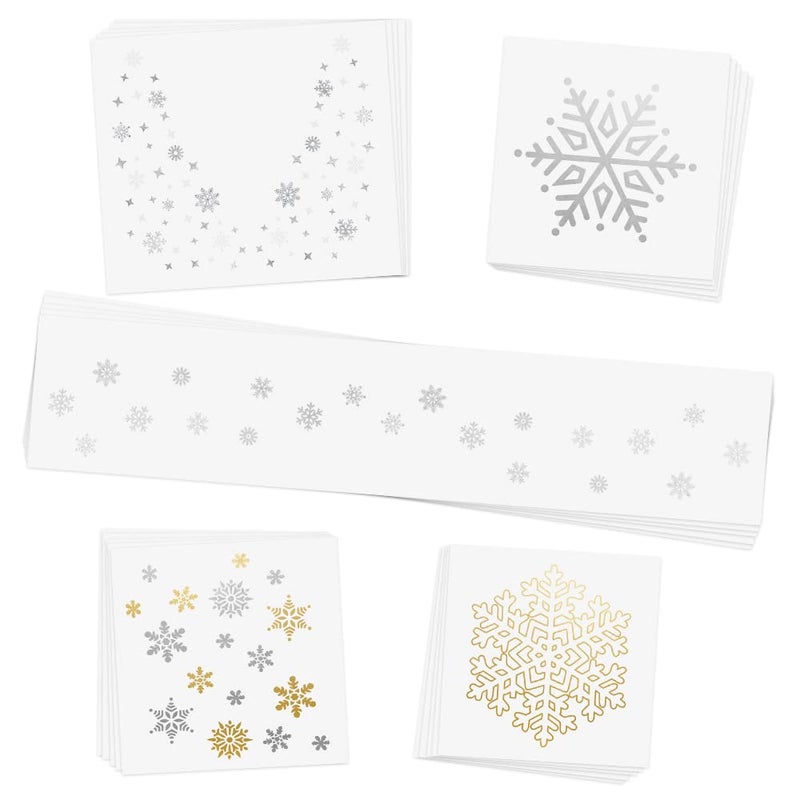 Flash+Tattoos WINTER WONDERLAND VARIETY SET from FlashTattoos features 25 assorted holiday-inspired premium waterproof metallic gold & silver jewelry temporary foil party tattoos - Party Supplies - Image 1